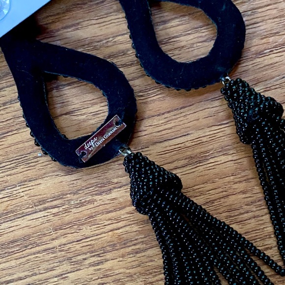 NWT Anthropologie Deepa Beaded Black Hoop Chandeliers - Picture 12 of 16